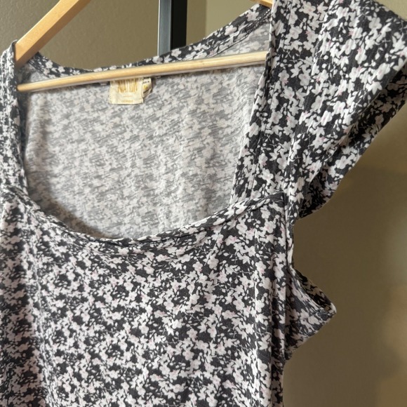 Nation LTD Eve Ruffle Tee Floral Square‎ Neck Flutter Sleeve Pima Cotton Size M - Picture 3 of 11